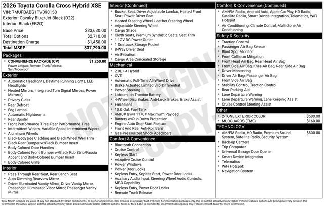 2026 Toyota Corolla Cross Hybrid XSE