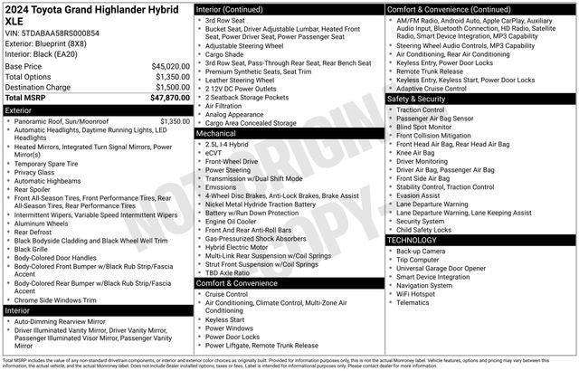 2024 Toyota Grand Highlander Hybrid XLE