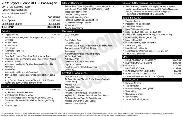 2022 Toyota Sienna XSE 7 Passenger