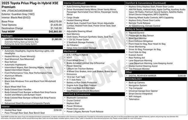 2025 Toyota Prius Plug-In Hybrid XSE Premium